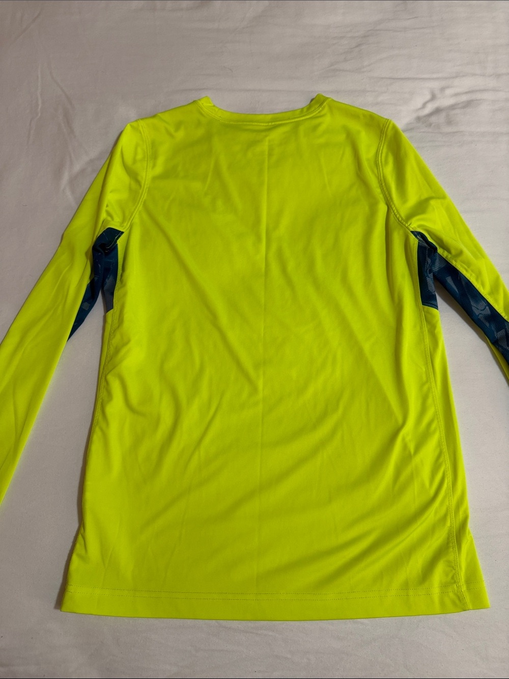 Nike Long Sleeve Dri-FIT Performance Shirt - Neon Yellow with Navy Accents - Picture 5 of 5